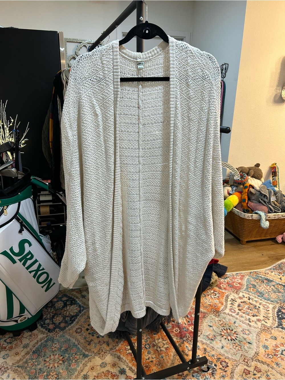 a.n.a Cream Open-Front Knit Cardigan